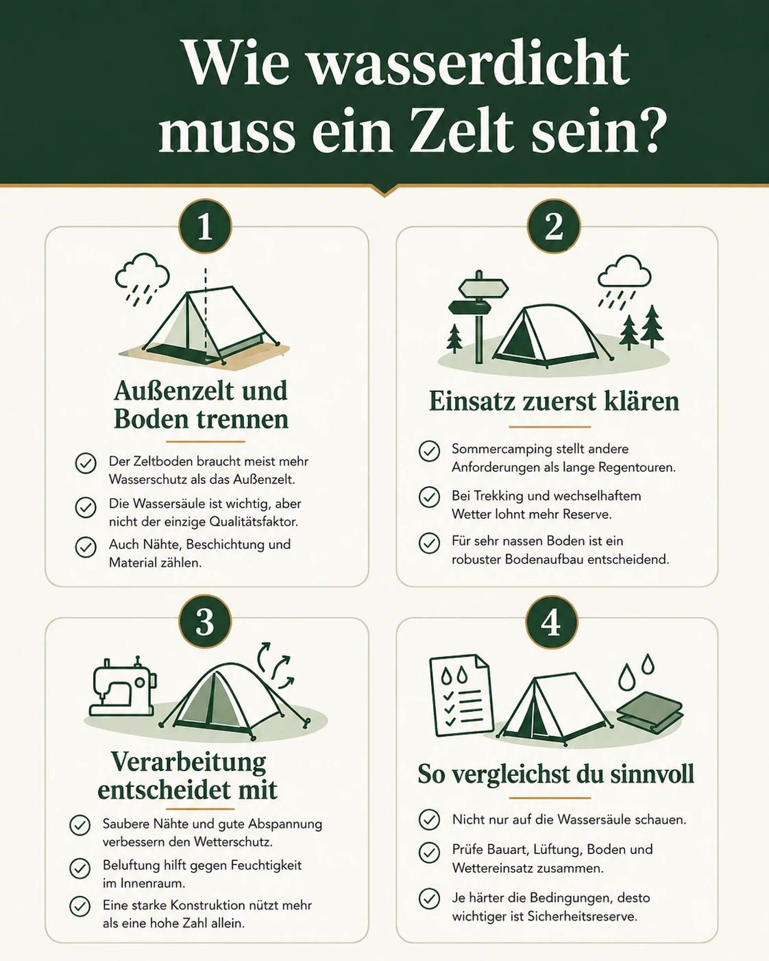 Infografik: Wie wasserdicht muss ein Zelt sein?